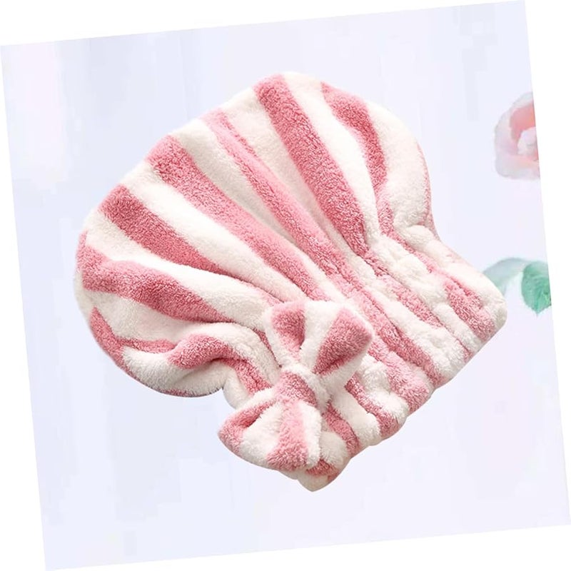 Pink Bowknot Hair Drying Cap Ultra Absorbent Water Resistant Headband Quick Dry Bathroom Use - Image 2